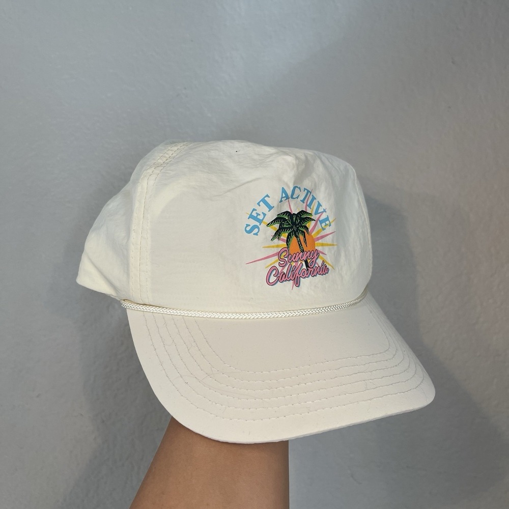 Set Active Nylon Cream Hat Sunny California Beach Pool Summer Sun Casual Sporty